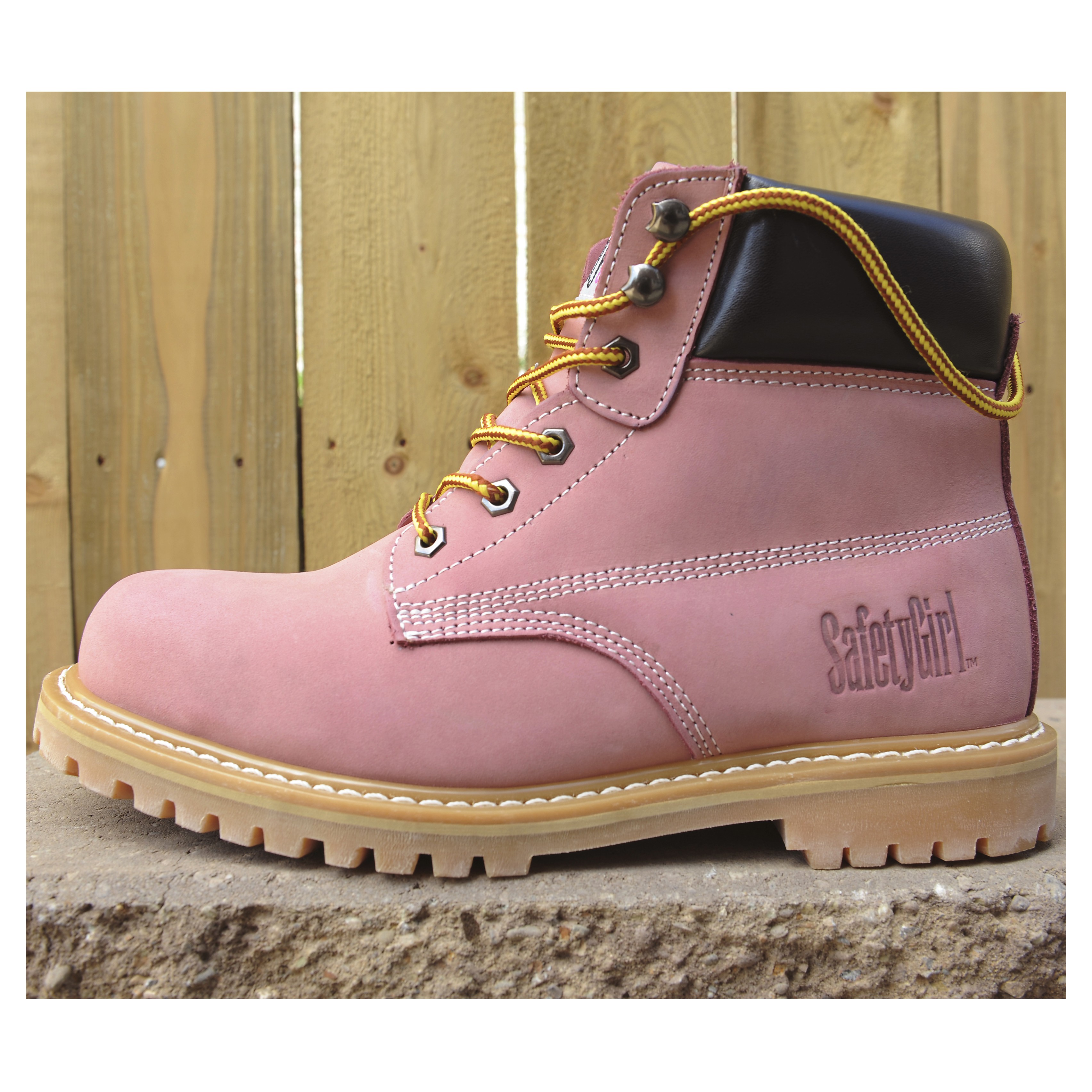 ladies pink work boots